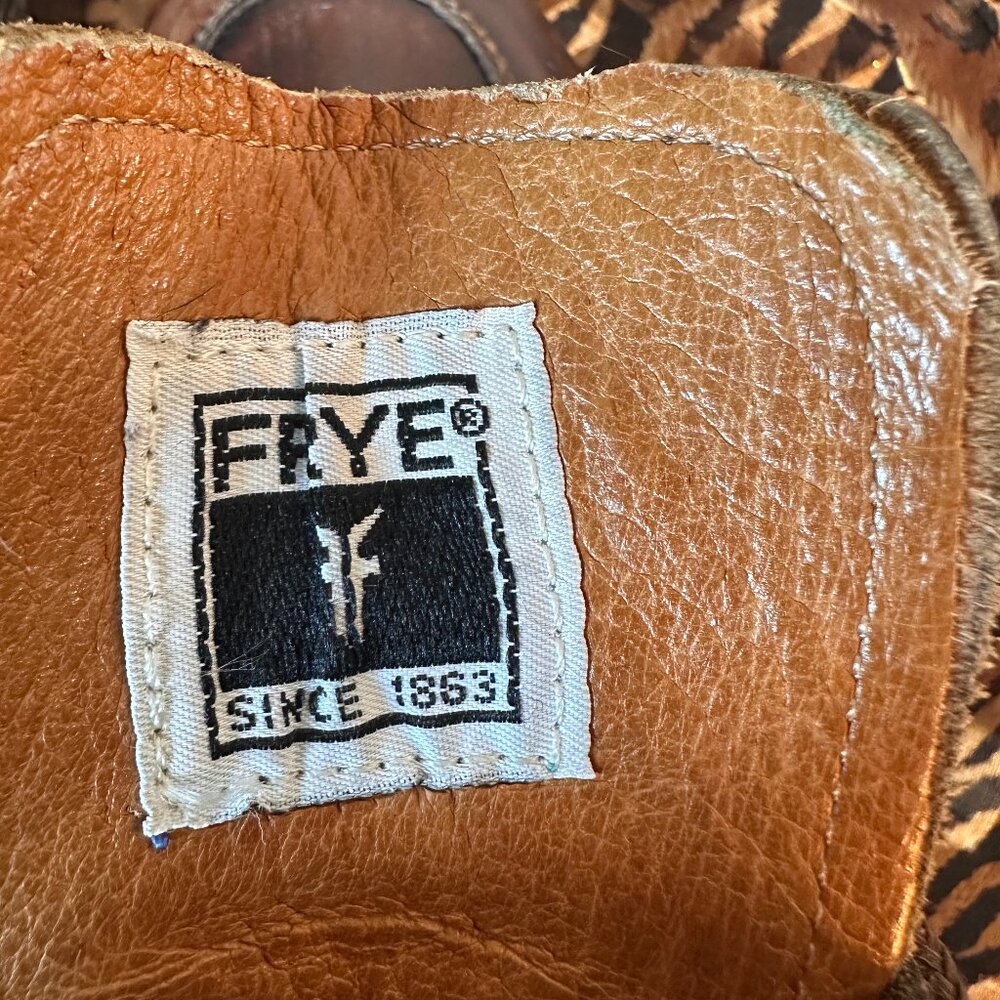 Frye Wmns 7.5 Vintage Brown Leather Lace-up Boots distressed boho cottagecore - Picture 4 of 12